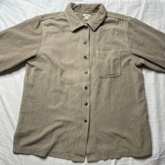 L.L. Bean Brown Wide Wale Corduroy Button Up Shirt Large Women's Cotton Comfy - Picture 2 of 6